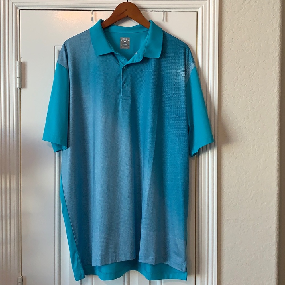 Callaway Golf Mens XL Blue Ombre Gradient Performance Polo Shirt NWOT